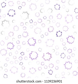 Light Purple, Pink vector seamless texture with disks. Blurred decorative design in abstract style with bubbles. Pattern can be used for ads, leaflets.