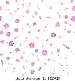 Light Purple, Pink vector seamless hand painted pattern. Brand new colored illustration with leaves. Hand painted design for wrapping, wallpaper.