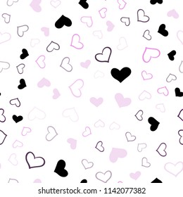 Light Purple, Pink vector seamless background with hearts. Blurred decorative design in doodle style with hearts. Template for Valentine's greeting postcards.