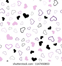 Light Purple, Pink vector seamless pattern with colorful hearts. Glitter abstract illustration with colorful hearts in romantic style. Beautiful design for your business advert of anniversary.