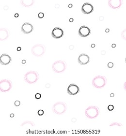 Light Purple, Pink vector seamless template with circles. Blurred bubbles on abstract background with colorful gradient. Pattern can be used as texture of wallpapers.