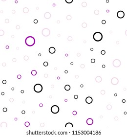 Light Purple, Pink vector seamless layout with circle shapes. Blurred bubbles on abstract background with colorful gradient. Pattern can be used as texture of wallpapers.