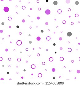 Light Purple, Pink vector seamless texture with disks. Glitter abstract illustration with blurred drops of rain. Pattern for design of window blinds, curtains.