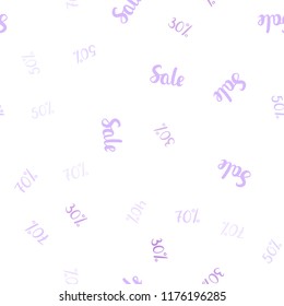 Light Purple, Pink vector seamless layout with discount of 30%, 40%, 50%, 70%. Shining colorful illustration with isolated selling prices. Design for business ads, commercials.