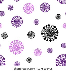 Light Purple, Pink vector seamless cover with beautiful snowflakes. Blurred decorative design in xmas style with snow. Trendy design for wallpaper, fabric makers.