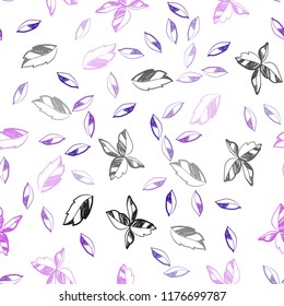 Light Purple, Pink vector seamless abstract design with leaves. leaves on blurred abstract background with gradient. Trendy design for wallpaper, fabric makers.