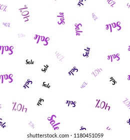 Light Purple, Pink vector seamless layout with discount of 40%. Abstract illustration with colorful gradient symbols of sales. Template for season sales, shopping ads.