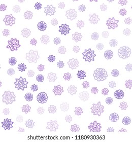Light Purple, Pink vector seamless background with xmas snowflakes. Glitter abstract illustration with crystals of ice. Pattern for design of fabric, wallpapers.