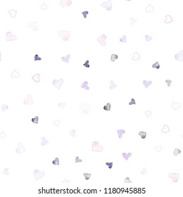 Light Purple, Pink vector seamless pattern with colorful hearts. Decorative shining illustration with hearts on abstract template. Beautiful design for your business advert of anniversary.