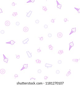 Light Purple, Pink vector seamless layout with restaurant food. Decorative shining illustration with food on abstract template. Pattern for ad, booklets, leaflets of restaurants.