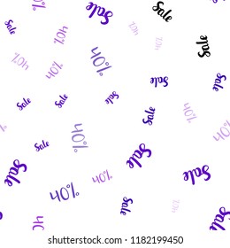 Light Purple, Pink vector seamless pattern with 40 percentage signs. Illustration with signs of sales on abstract template. Backdrop for mega promotions, discounts.