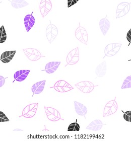 Light Purple, Pink vector seamless natural artwork with leaves. Blurred decorative design in Indian style with leaves. Design for textile, fabric, wallpapers.