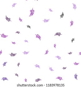 Light Purple, Pink vector seamless doodle pattern with leaves. Colorful illustration in doodle style with leaves. Pattern for design of fabric, wallpapers.