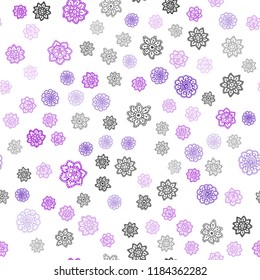 Light Purple, Pink vector seamless pattern with christmas snowflakes. Snow on blurred abstract background with gradient. Trendy design for wallpaper, fabric makers.