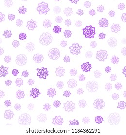Light Purple, Pink vector seamless layout with bright snowflakes. Modern geometrical abstract illustration with crystals of ice. Template for business cards, websites.