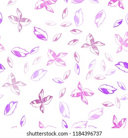 Light Purple, Pink vector seamless elegant wallpaper with leaves. Decorative illustration with doodles on abstract template. Pattern for design of window blinds, curtains.