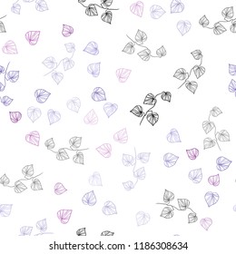 Light Purple, Pink vector seamless abstract backdrop with leaves. Decorative illustration with doodles on abstract template. Pattern for trendy fabric, wallpapers.