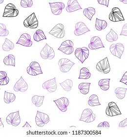 Light Purple, Pink vector seamless abstract background with leaves. Brand new colored illustration in blurry style with leaves. Pattern for design of window blinds, curtains.