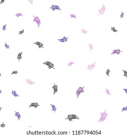 Light Purple, Pink vector seamless elegant background with leaves. Brand new colored illustration in blurry style with leaves. Pattern for design of window blinds, curtains.