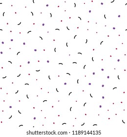 Light Purple, Pink vector seamless texture with disks, lines. Design with connection of dots and lines on colorful background. Pattern for trendy fabric, wallpapers.