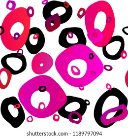 Light Purple, Pink vector seamless cover with circles. Modern abstract illustration with colorful water drops. Pattern for trendy fabric, wallpapers.