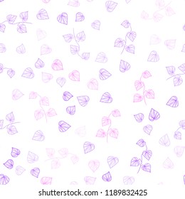 Light Purple, Pink vector seamless natural backdrop with leaves. Doodle illustration of leaves in Origami style with gradient. Pattern for design of fabric, wallpapers.