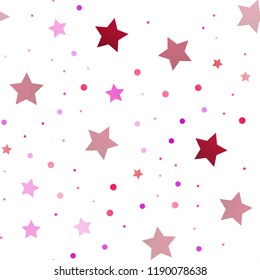 Light Purple, Pink vector seamless cover with small and big stars. Stars on blurred abstract background with gradient. Smart design for your business advert.