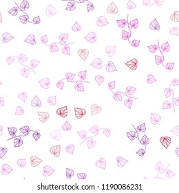 Light Purple, Pink vector seamless doodle texture with leaves. Creative illustration in blurred style with leaves. Pattern for design of window blinds, curtains.