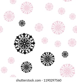 Light Purple, Pink vector seamless pattern with christmas snowflakes. Shining colored illustration with snow in christmas style. Trendy design for wallpaper, fabric makers.