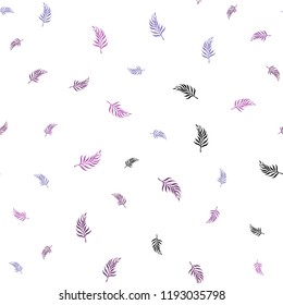Light Purple, Pink vector seamless natural pattern with leaves. An elegant bright illustration with leaves in Natural style. Pattern for design of window blinds, curtains.