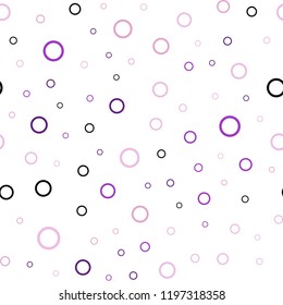 Light Purple, Pink vector seamless layout with circle shapes. Modern abstract illustration with colorful water drops. Pattern can be used for futuristic ad, booklets.