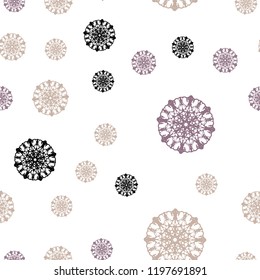 Light Purple, Pink vector seamless texture with colored snowflakes. Blurred decorative design in xmas style with snow. Design for textile, fabric, wallpapers.