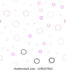 Light Purple, Pink vector seamless background with bubbles. Beautiful colored illustration with blurred circles in nature style. Pattern can be used for beautiful websites.