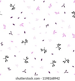Light Purple, Pink vector seamless natural backdrop with leaves. Doodle illustration of leaves in Origami style with gradient. Pattern for design of window blinds, curtains.