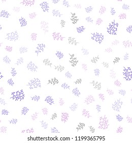 Light Purple, Pink vector seamless doodle layout with leaves, branches. Abstract illustration with leaves, branches in doodles style. Trendy design for wallpaper, fabric makers.