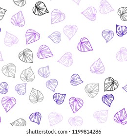 Light Purple, Pink vector seamless natural artwork with leaves. leaves on elegant natural pattern with gradient. Design for textile, fabric, wallpapers.