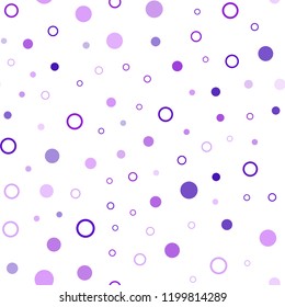 Light Purple, Pink vector seamless pattern with spheres. Glitter abstract illustration with blurred drops of rain. Pattern for trendy fabric, wallpapers.
