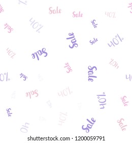 Light Purple, Pink vector seamless background with 40 % signs of sales. Colorful set of  percentage signs in simple style. Design for business ads, commercials.