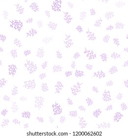 Light Purple, Pink vector seamless doodle template with leaves, branches. Sketchy doodles on white background. Trendy design for wallpaper, fabric makers.