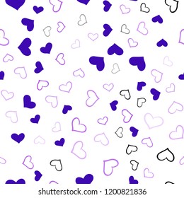 Light Purple, Pink vector seamless texture with lovely hearts. Illustration with hearts in love concept for valentine's day. Template for Valentine's greeting postcards.