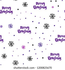 Light Purple, Pink vector seamless texture with colored snowflakes. Modern geometrical abstract illustration with snowflakes. Pattern for design of window blinds, curtains.