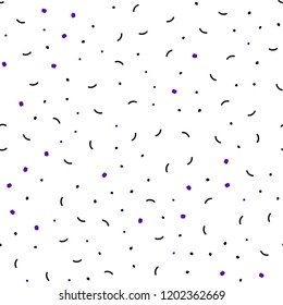Light Purple, Pink vector seamless cover with spots, lines. Abstract illustration with colorful discs and triangles. Pattern for trendy fabric, wallpapers.