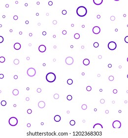 Light Purple, Pink vector seamless backdrop with dots. Blurred decorative design in abstract style with bubbles. Beautiful design for your business advert.