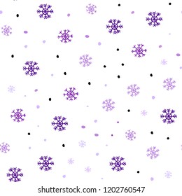 Light Purple, Pink vector seamless template with ice snowflakes. Modern geometrical abstract illustration with snowflakes. Design for textile, fabric, wallpapers.