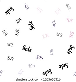 Light Purple, Pink vector seamless cover with symbols of 30, 40, 50 % sales. Colorful set of  percentage signs in simple style. Backdrop for ads, leaflets of Black Friday.