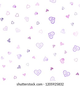 Light Purple, Pink vector seamless layout with sweet hearts. Beautiful colored illustration with hearts in celebration style. Pattern for marriage gifts, congratulations.