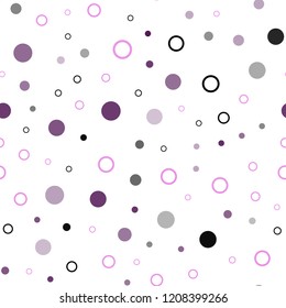 Light Purple, Pink vector seamless texture with disks. Modern abstract illustration with colorful water drops. Pattern for trendy fabric, wallpapers.