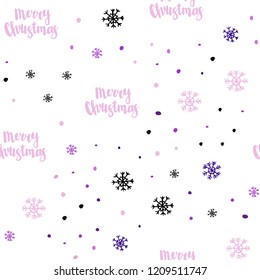 Light Purple, Pink vector seamless layout with bright snowflakes. Modern geometrical abstract illustration with snowflakes. Trendy design for wallpaper, fabric makers.