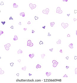 Light Purple, Pink vector seamless texture with lovely hearts. Hearts on blurred abstract background with colorful gradient. Beautiful design for your business advert of anniversary.
