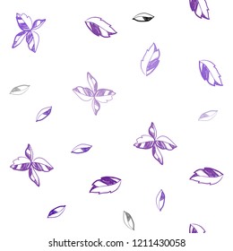 Light Purple, Pink vector seamless elegant background with leaves. Colorful illustration in doodle style with leaves. Pattern for design of window blinds, curtains.